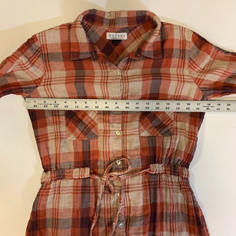 Velvet‎ By Graham & Spencer Women's Caitlin Plaid Cotton Shirt Dress Size XS - Picture 11 of 13